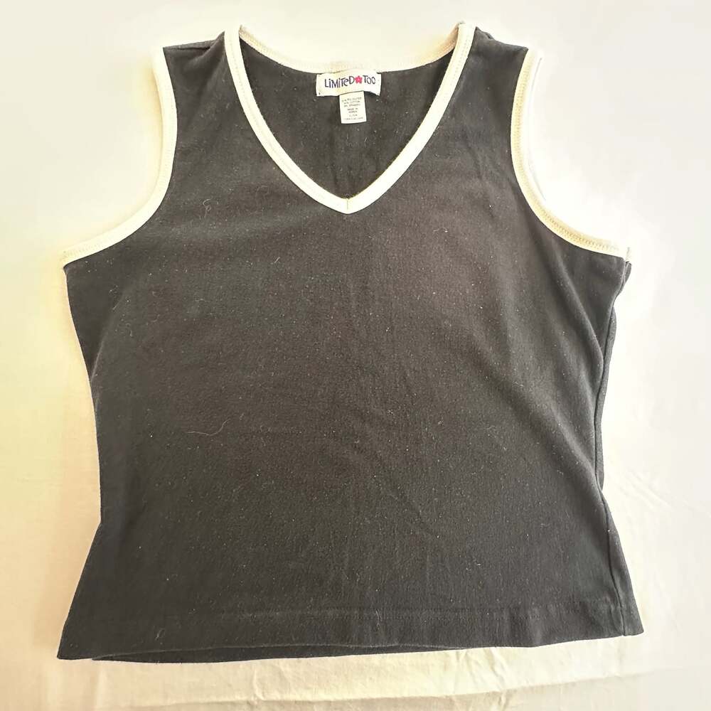 Limited Too Y2K Girls Black V-Neck Crop Top